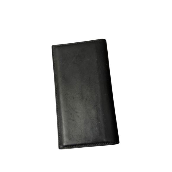 Bosca Checkbook Wallet Black Leather Bi Fold Full Grain Leather USA - Picture 1 of 10